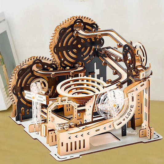 3D Wooden Puzzle Marble Run Set DIY Assembly Building Model Kit STEAM Engine Educational Toys for Adult Kids Birthday Gifts